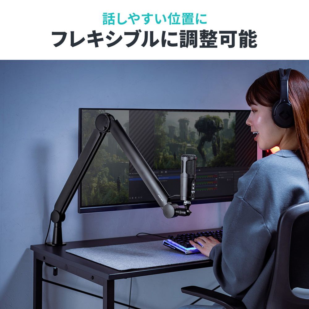 SANWA SUPPLY マイクアーム マイクブームアーム マイクスタンド