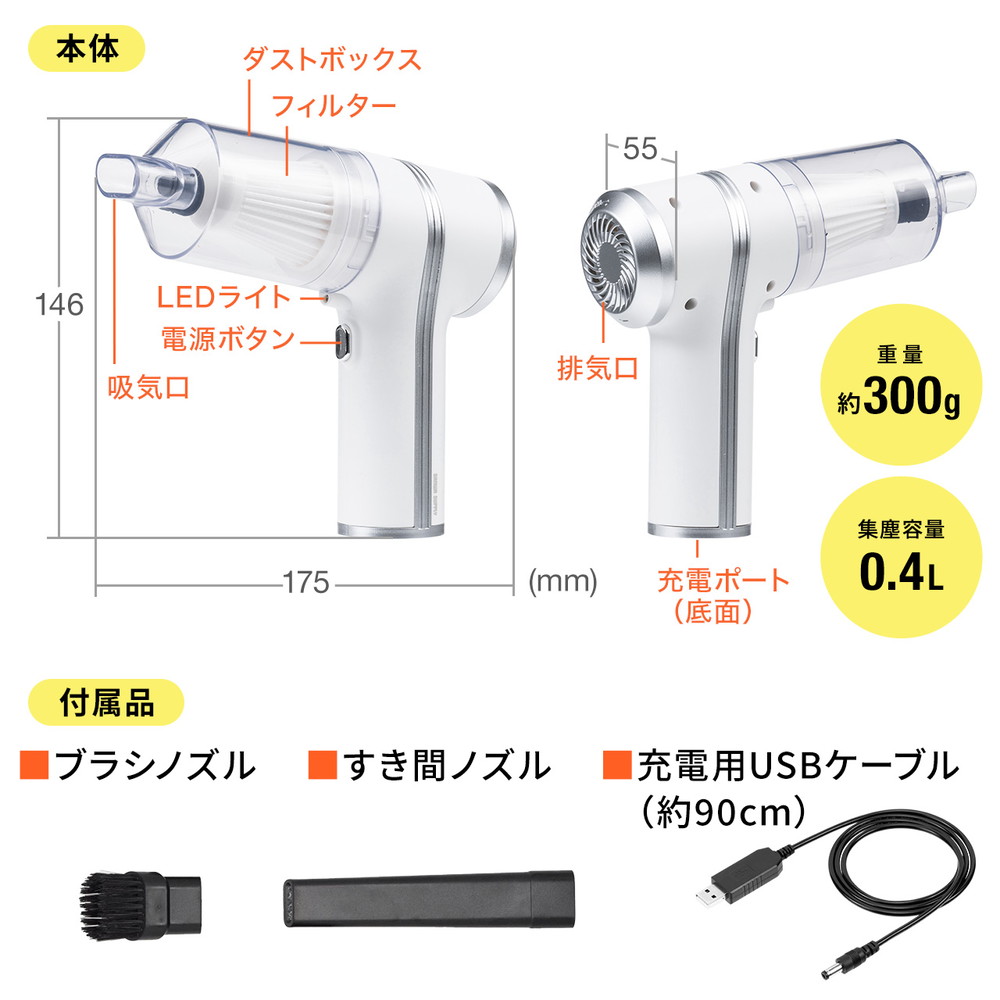 SANWA SUPPLY（サンワサプライ） ハンディクリーナー 充電式 交換