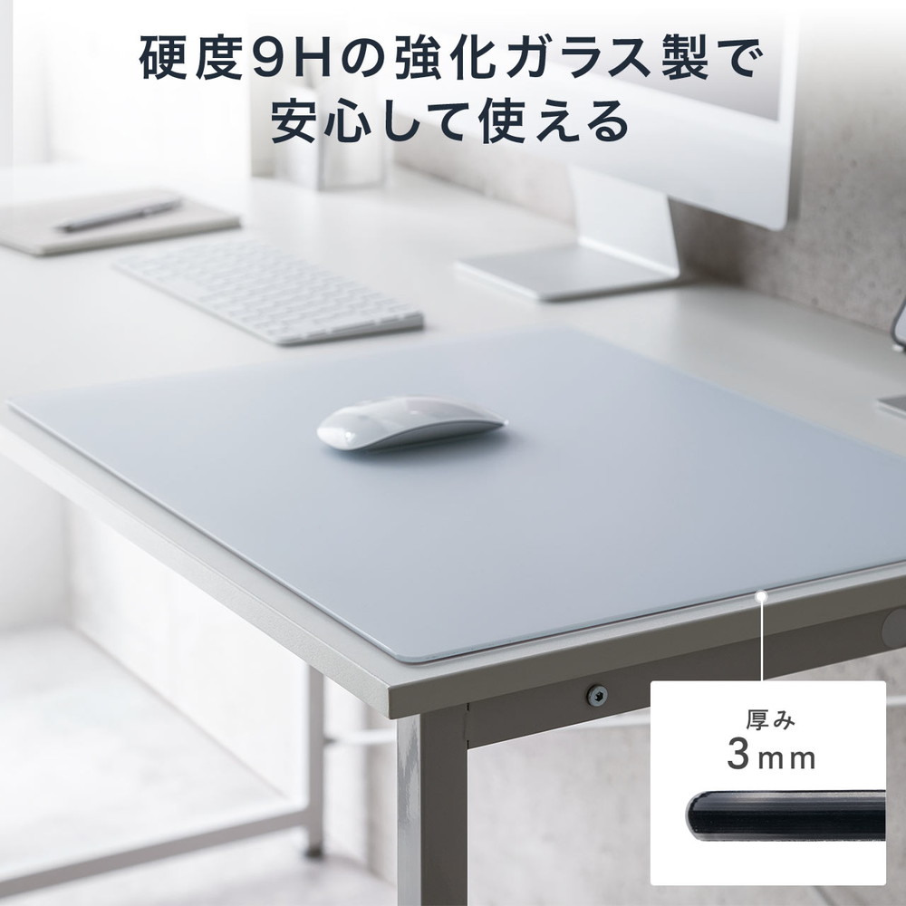 SANWA SUPPLY ガラスマウスパッド 大型 ゲーミング 強化ガラス