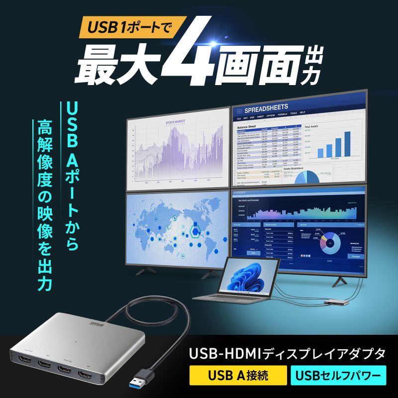 SANWA SUPPLY（サンワサプライ） USB-HDMIディスプレイアダプタ 4K