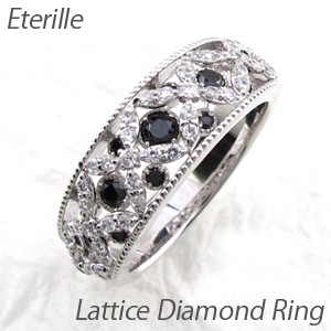 指輪 アンティーク レディース リング 透かし 2段 指輪 プラチナ 重ね レディース ミル ブラックダイヤモンド ミル 900 Er378ptbk ジュエリーluire 店