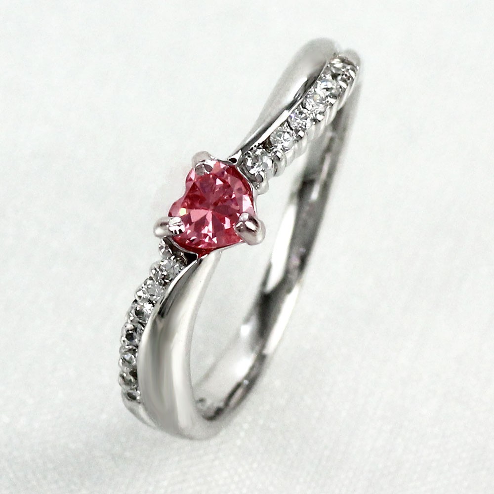 リング ピンクサファイア ダイヤモンド ハート カラーストーン ハート