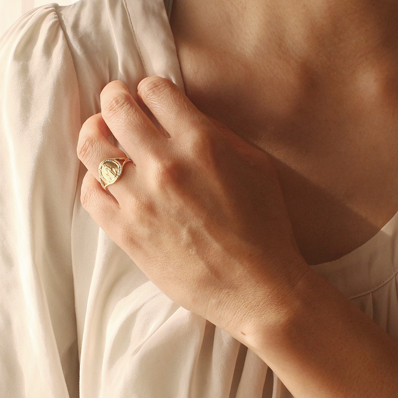 18金 リング レディース 指輪 マリア コイン メダイ K18 地金 ジガネ