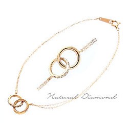 18金 ダイヤモンド ブレスレット ダイヤ 0.08ct アズキチェーン k18 
