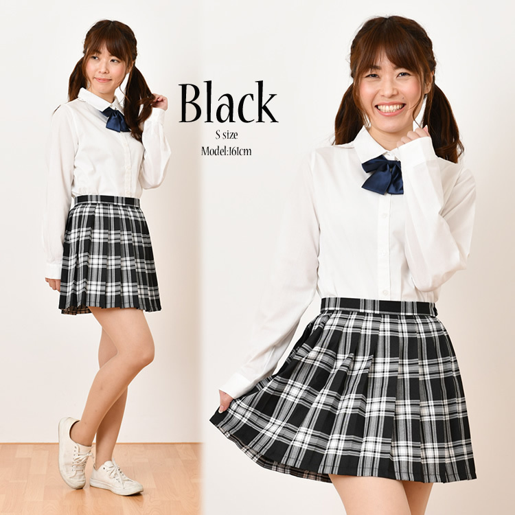 制服 スカート プリーツスカート ミニ 制服 コスプレ 制服スカート ミニスカート ミニショート丈チェック ブラック ホワイト ネイビー 学園祭  文化祭 : ls01039 : etiishop - 通販 - Yahoo!ショッピング