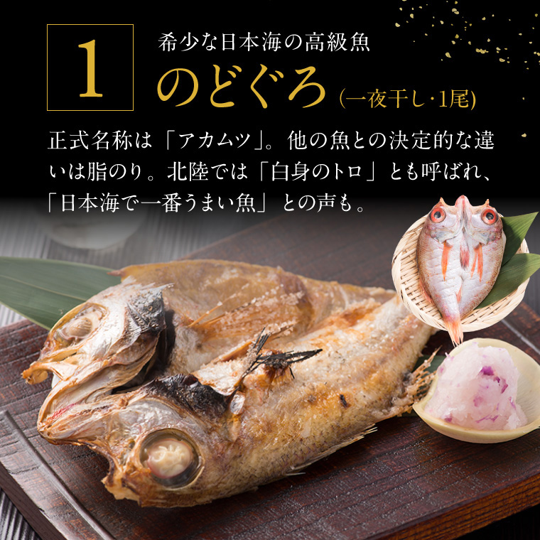 父の日 プレゼント ギフト 干物 6種13枚 のどぐろ 魚 お取り寄せ 一夜干し ((冷凍))｜etizentakaraya｜09