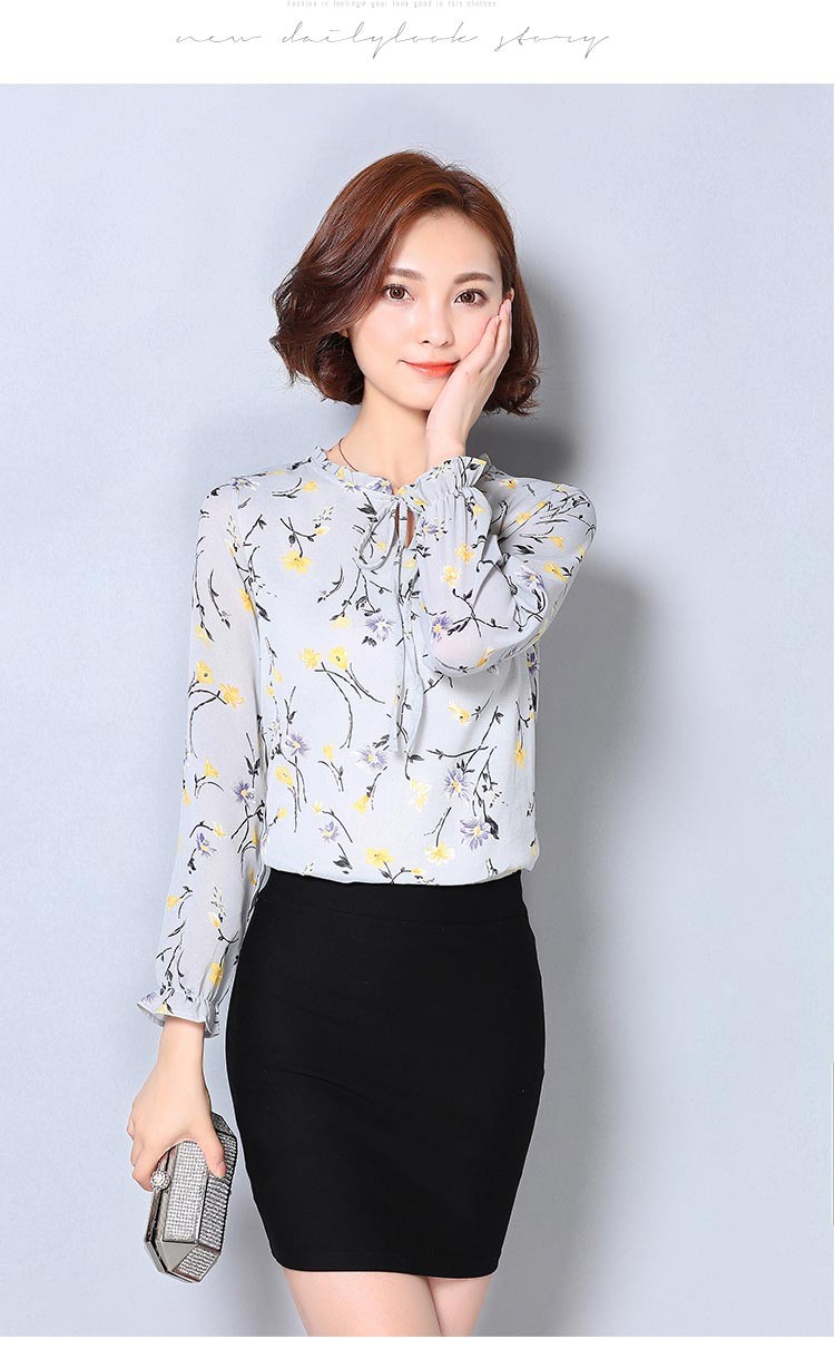 レディース シャツ トップス ブラウス シフォン 長袖 花柄 チュニック フラワー レトロ柄 袖フリル ボルトネック ブラウス 7分袖 通勤 オフィス 長袖 半袖 20代 30代 40代