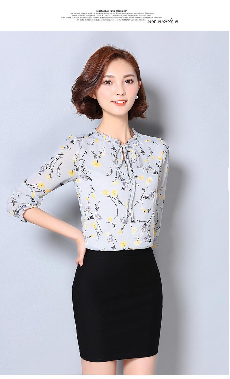 レディース シャツ トップス ブラウス シフォン 長袖 花柄 チュニック フラワー レトロ柄 袖フリル ボルトネック ブラウス 7分袖 通勤 オフィス 長袖 半袖 20代 30代 40代
