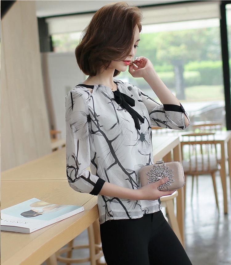 レディース シャツ トップス ブラウス シフォン 長袖 花柄 チュニック フラワー レトロ柄 袖フリル ボルトネック ブラウス 7分袖 通勤 オフィス 長袖 半袖 20代 30代 40代