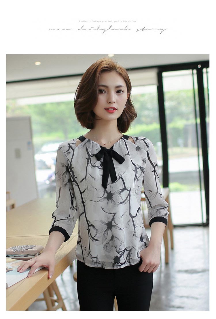 レディース シャツ トップス ブラウス シフォン 長袖 花柄 チュニック フラワー レトロ柄 袖フリル ボルトネック ブラウス 7分袖 通勤 オフィス 長袖 半袖 20代 30代 40代