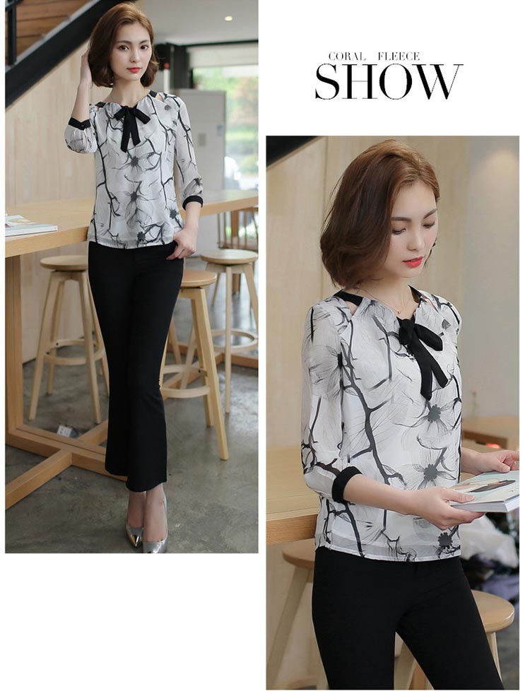 レディース シャツ トップス ブラウス シフォン 長袖 花柄 チュニック フラワー レトロ柄 袖フリル ボルトネック ブラウス 7分袖 通勤 オフィス 長袖 半袖 20代 30代 40代