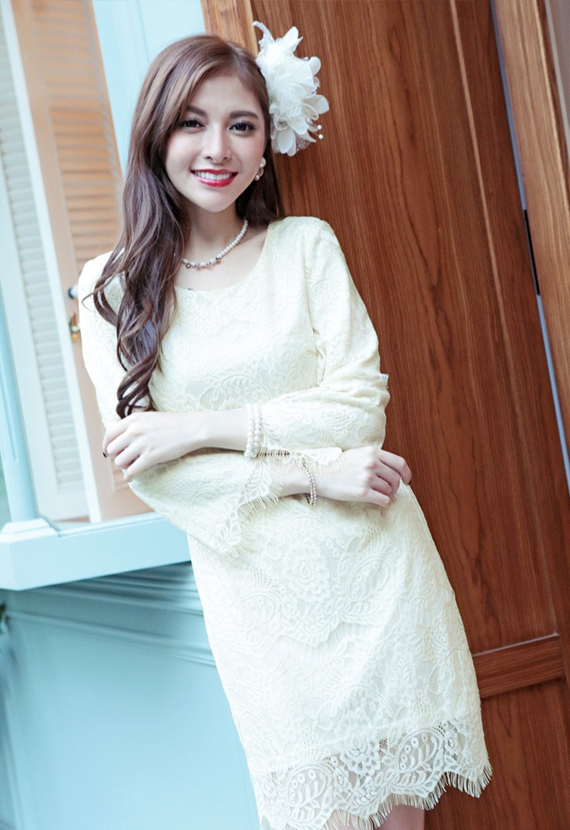 パーティードレス 結婚式 ワンピース ドレス レース 大きいサイズ フォーマル 二次会 披露宴 フリル ミセス 袖あり 服 20代 30代 40代 50代 春秋冬