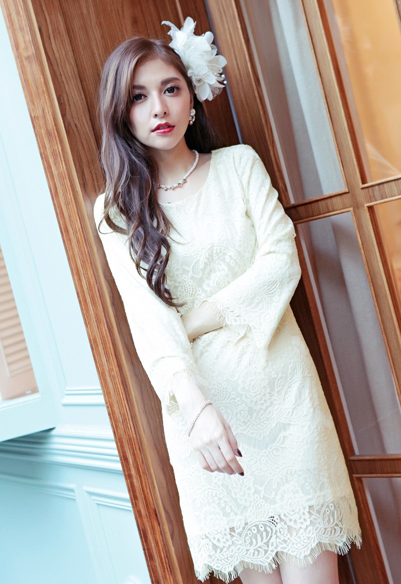 パーティードレス 結婚式 ワンピース ドレス レース 大きいサイズ フォーマル 二次会 披露宴 フリル ミセス 袖あり 服 20代 30代 40代 50代 春秋冬