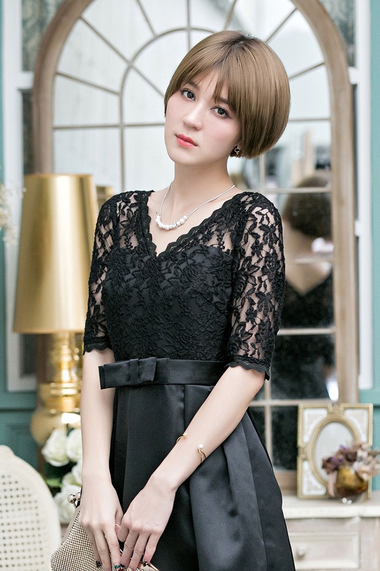 パーティードレス 結婚式 ワンピース ドレス レース 大きいサイズ フォーマル 二次会 披露宴 フリル ミセス 袖あり 服 20代 30代 40代 50代 春秋冬