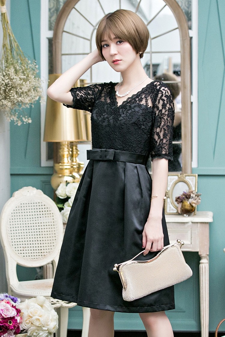 パーティードレス 結婚式 ワンピース ドレス レース 大きいサイズ フォーマル 二次会 披露宴 フリル ミセス 袖あり 服 20代 30代 40代 50代 春秋冬