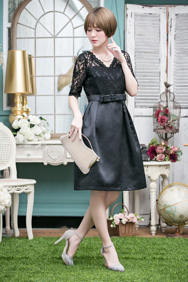 パーティードレス 結婚式 ワンピース ドレス レース 大きいサイズ フォーマル 二次会 披露宴 フリル ミセス 袖あり 服 20代 30代 40代 50代 春秋冬