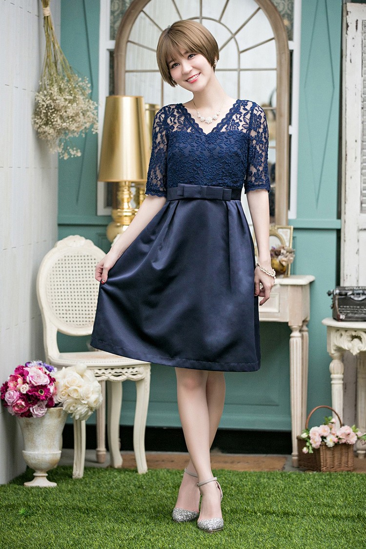 パーティードレス 結婚式 ワンピース ドレス レース 大きいサイズ フォーマル 二次会 披露宴 フリル ミセス 袖あり 服 20代 30代 40代 50代 春秋冬