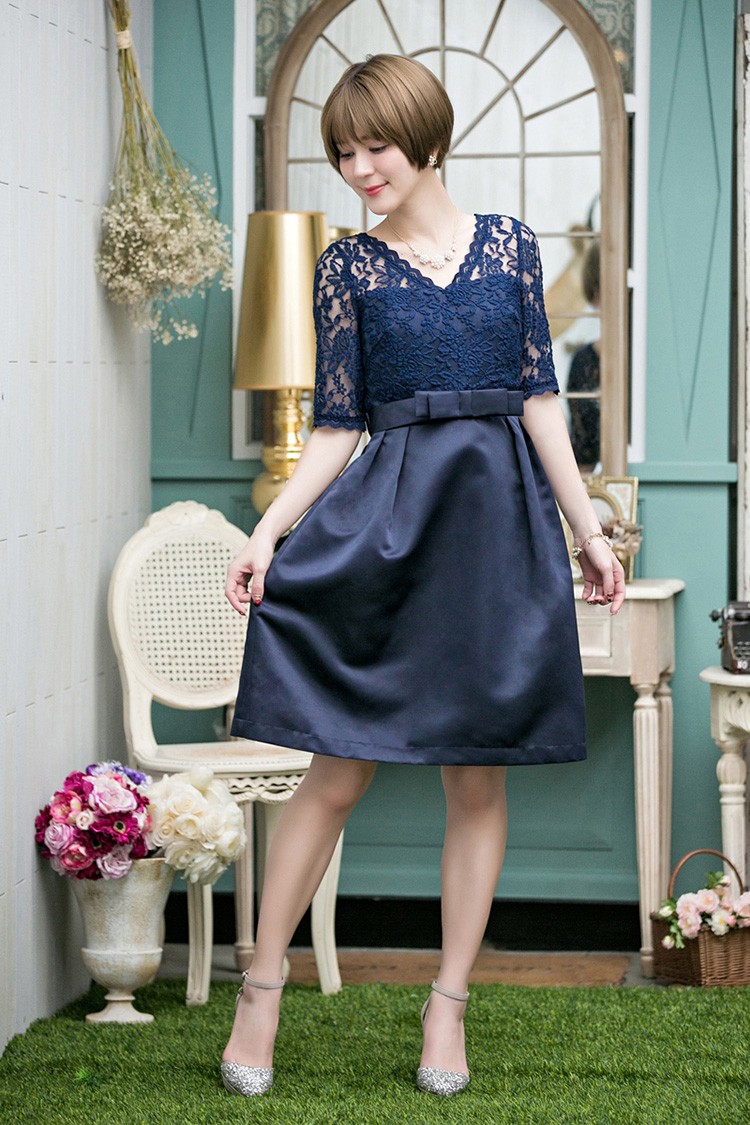 パーティードレス 結婚式 ワンピース ドレス レース 大きいサイズ フォーマル 二次会 披露宴 フリル ミセス 袖あり 服 20代 30代 40代 50代 春秋冬