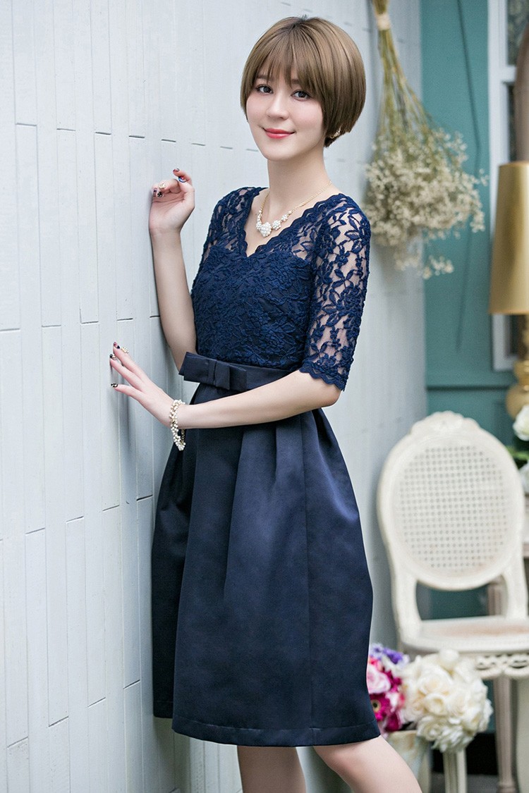 パーティードレス 結婚式 ワンピース ドレス レース 大きいサイズ フォーマル 二次会 披露宴 フリル ミセス 袖あり 服 20代 30代 40代 50代 春秋冬