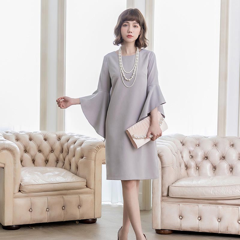 ドレス お呼ばれ 結婚式 パーティードレス春 夏 秋 冬 秋冬 春夏 大きいサイズ シンプル キレイめ 半袖 長袖 袖付き 袖あり 袖 五分袖 七分袖 七分 膝下 膝丈 20代 30代 40代 50代