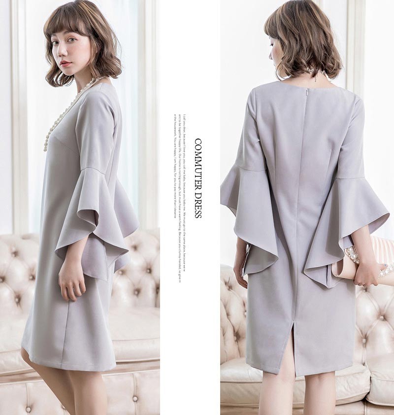 ドレス お呼ばれ 結婚式 パーティードレス春 夏 秋 冬 秋冬 春夏 大きいサイズ シンプル キレイめ 半袖 長袖 袖付き 袖あり 袖 五分袖 七分袖 七分 膝下 膝丈 20代 30代 40代 50代