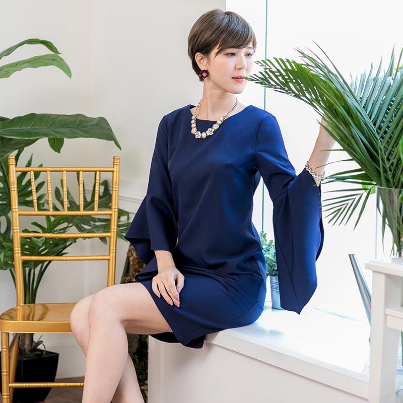 ドレス お呼ばれ 結婚式 パーティードレス春 夏 秋 冬 秋冬 春夏 大きいサイズ シンプル キレイめ 半袖 長袖 袖付き 袖あり 袖 五分袖 七分袖 七分 膝下 膝丈 20代 30代 40代 50代