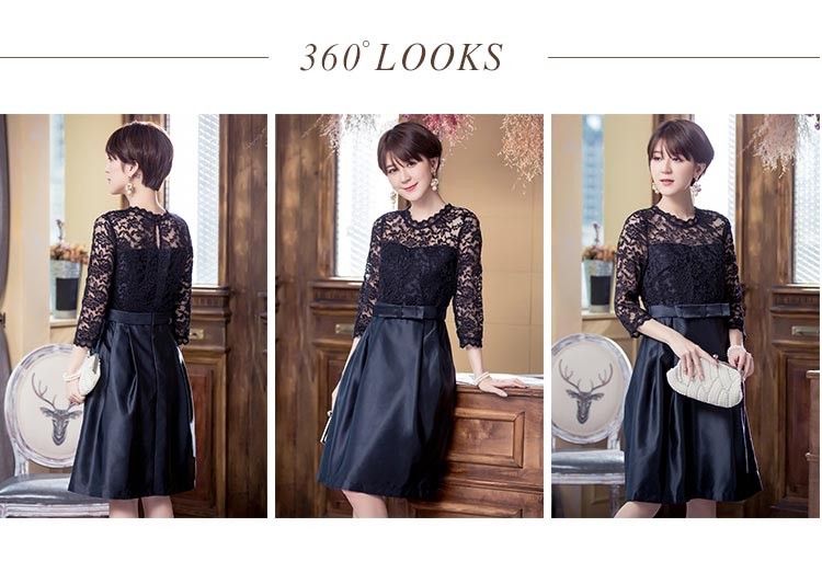 パーティードレス 秋冬 袖あり 袖レース 大きいサイズ 結婚式 冬 袖あり 結婚式 二次会 ドレス お呼ばれ 20代 30代 40代