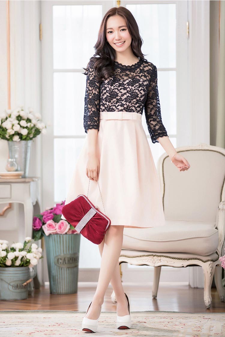 パーティードレス 秋冬 袖あり 袖レース 大きいサイズ 結婚式 冬 袖あり 結婚式 二次会 ドレス お呼ばれ 20代 30代 40代