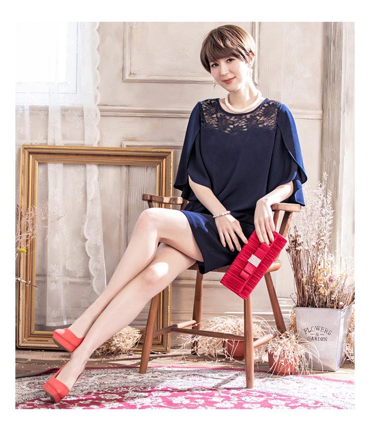 パーティードレス 秋冬 袖あり 袖レース 大きいサイズ 結婚式 冬 袖あり 結婚式 二次会 ドレス お呼ばれ 20代 30代 40代