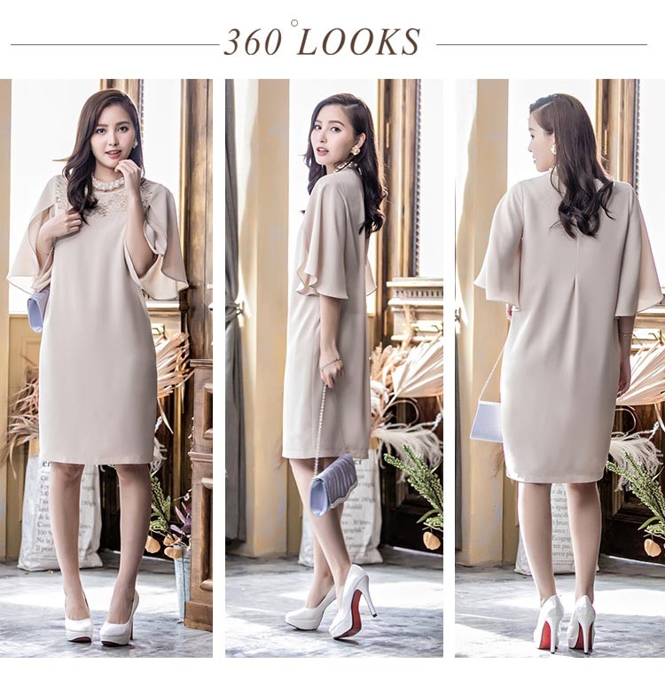 パーティードレス 秋冬 袖あり 袖レース 大きいサイズ 結婚式 冬 袖あり 結婚式 二次会 ドレス お呼ばれ 20代 30代 40代