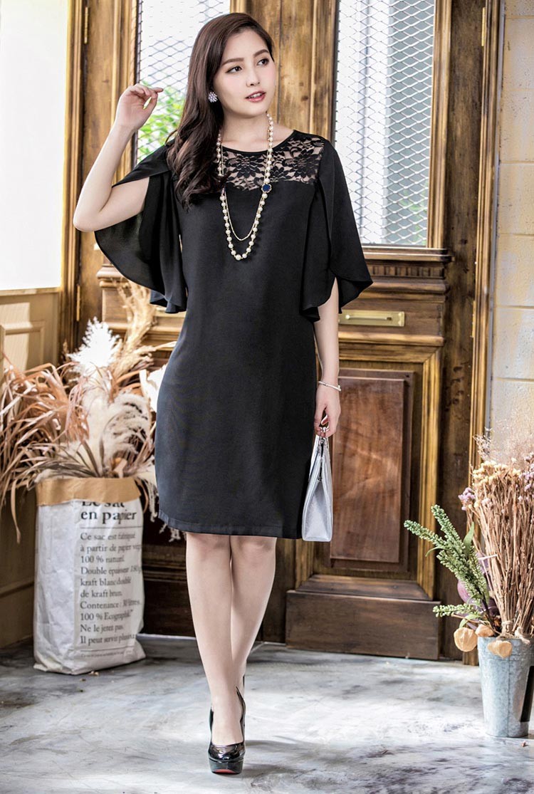 パーティードレス 秋冬 袖あり 袖レース 大きいサイズ 結婚式 冬 袖あり 結婚式 二次会 ドレス お呼ばれ 20代 30代 40代