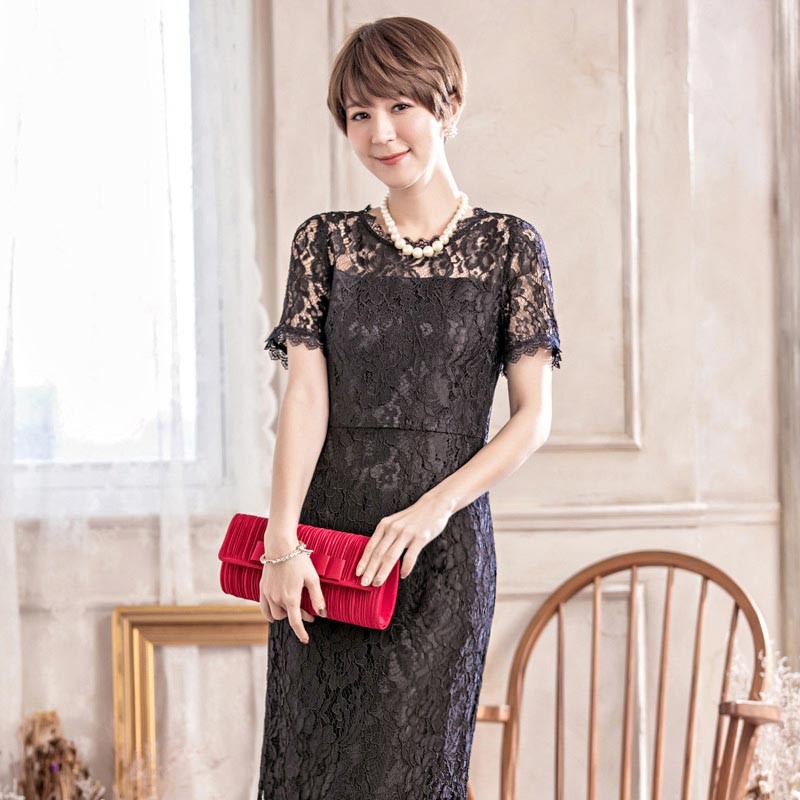 パーティードレス 秋冬 袖あり 袖レース 大きいサイズ 結婚式 冬 袖あり 結婚式 二次会 ドレス お呼ばれ 20代 30代 40代