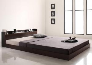 棚・コンセント付きフロアベッド 国産カバーポケットコイルマットレス付き セミダブル(33605円)