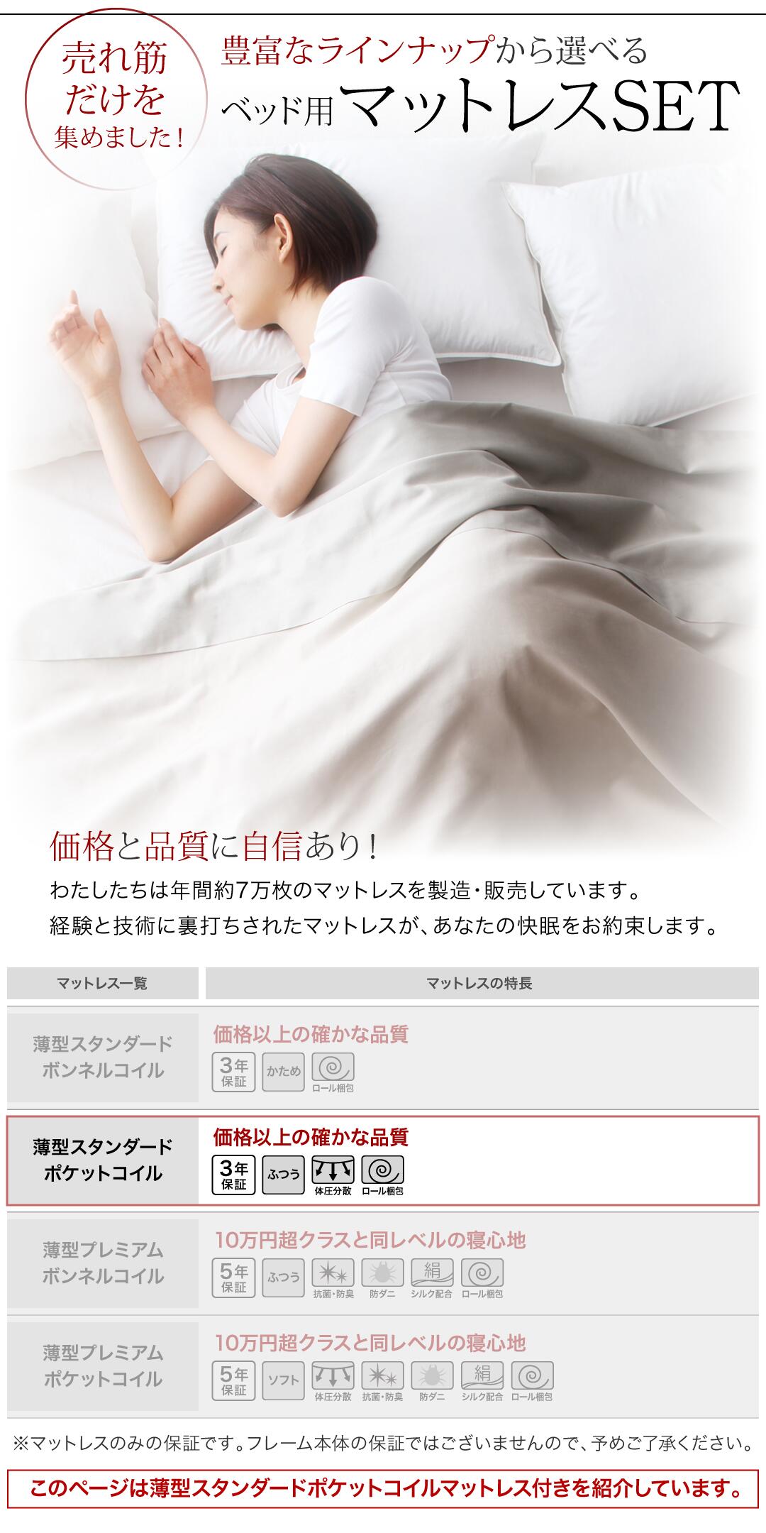 限定素材を使用 ベッド ベッドフレーム マットレス付き フィッツ 木製 薄型スタンダードポケットコイルマットレス付き ハイタイプ 引き出しなし シングル 組立設置付 【AA1122805788】(41042円)