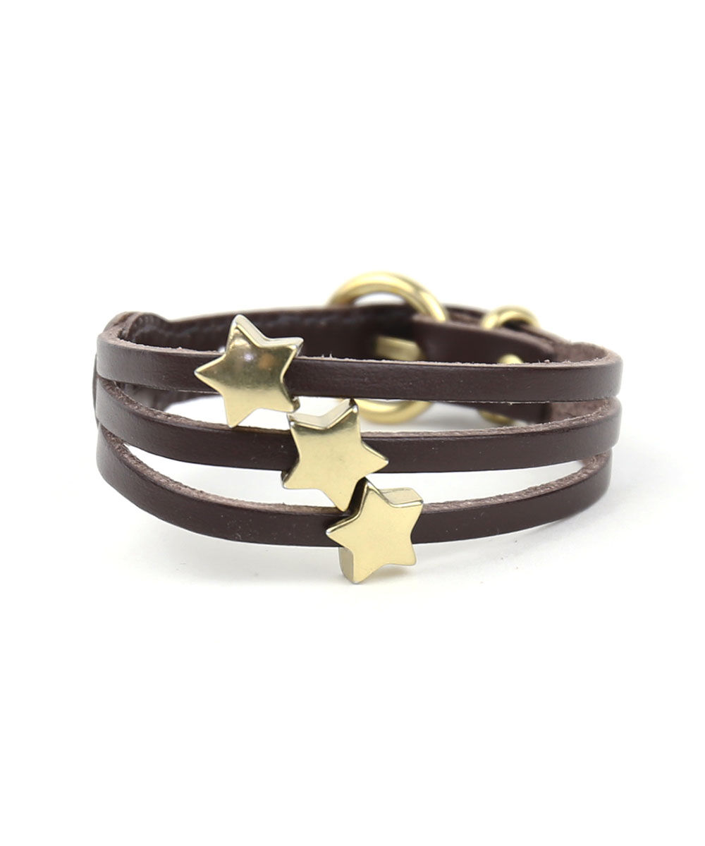 IL BISONTE（イルビゾンテ） レザーブレスレット スターモチーフ付き