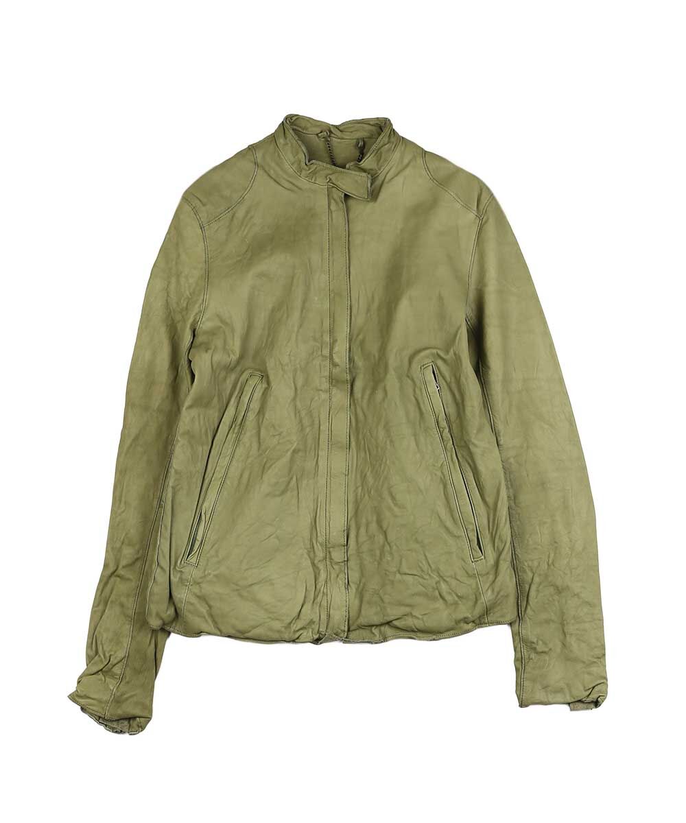 美品　Sissi シシ　レザージャケット　ブルーグレー　ユニセックス sisii シシ シングルライダース ジャケット Sisii レディース