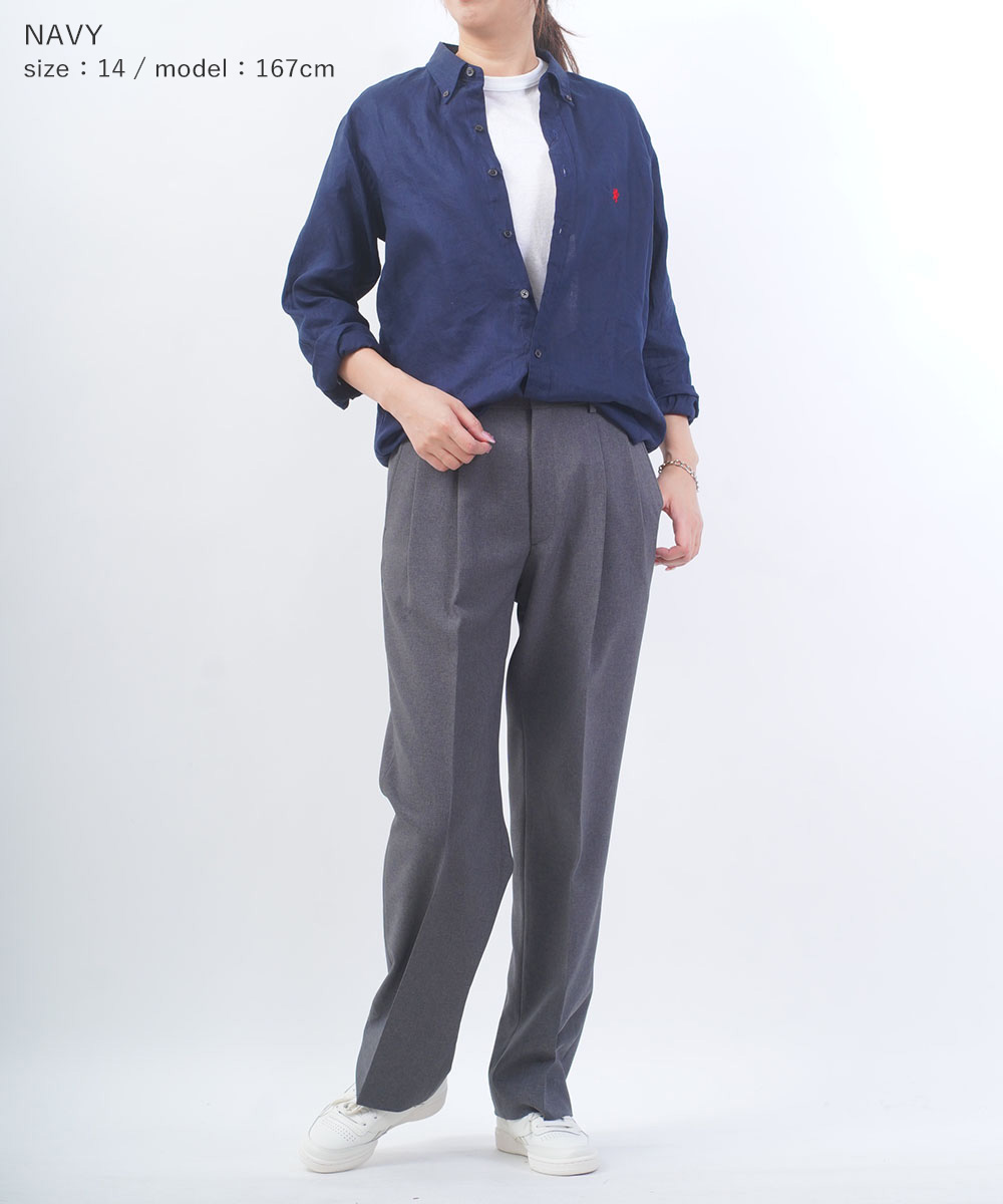 Gymphlex レディース リネン ボタンダウンシャツ GYMPHLEX ジムフレックス リネン ボタンダウンシャツ Gymphlex