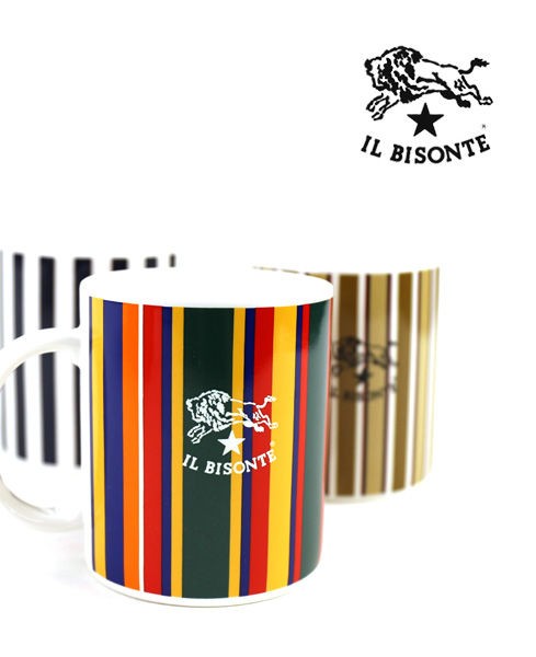 IL BISONTE(イルビゾンテ) ロゴ入り ストライプ柄 マグカップ・5432404198 #ILBISONTE 