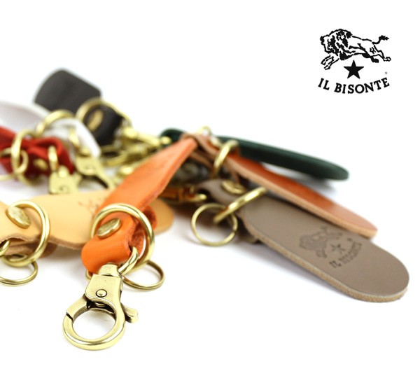 IL BISONTE イルビゾンテ レザーロゴ入り タグキーホルダー