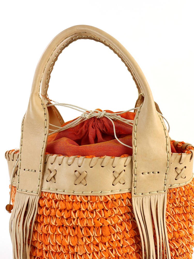 robita Robita(ロビタ)×VIVACQUA ラフィア レザー かごバッグ・VR-05  