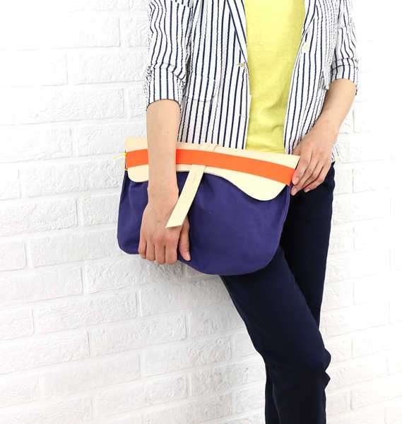 ST LEONARDS(セントレオナルド) コットンキャンバス レザーフラップ クラッチバッグ・MILLINGTON #STLEONARDS