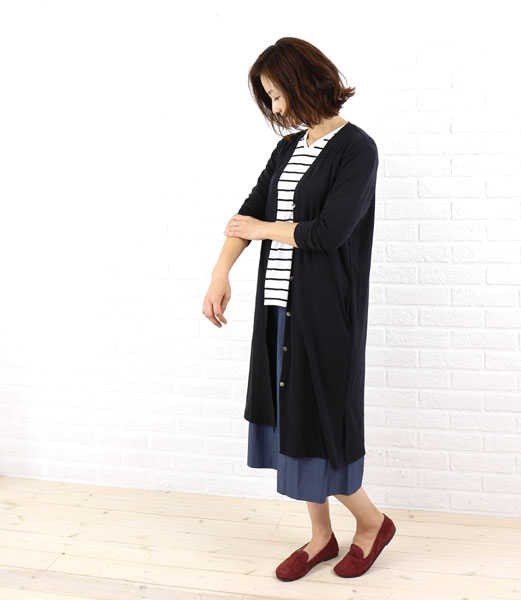 レーヨン PUPULA(ププラ)レーヨン 長袖 Vネック ロングカーディガン・356030-0141502 etre!par bleu comme bleu -