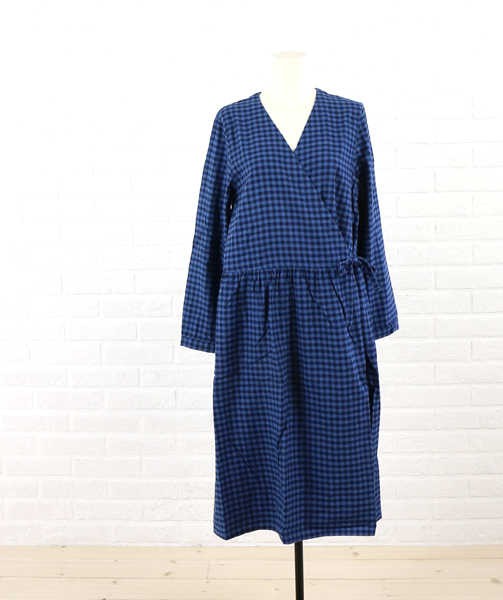 ックを Par Ici パーリッシィ コットン アムンゼンギンガム カシュクール ワンピース 50 01op038 15 2