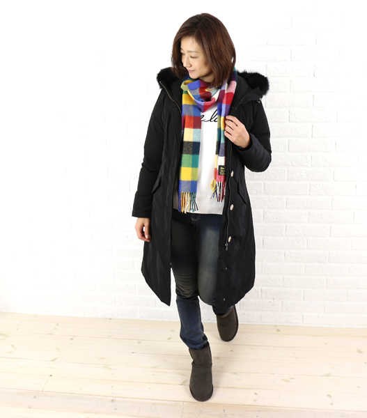WOOLRICH ポリエステル ナイロン フォックスファー フード付き ダウン 