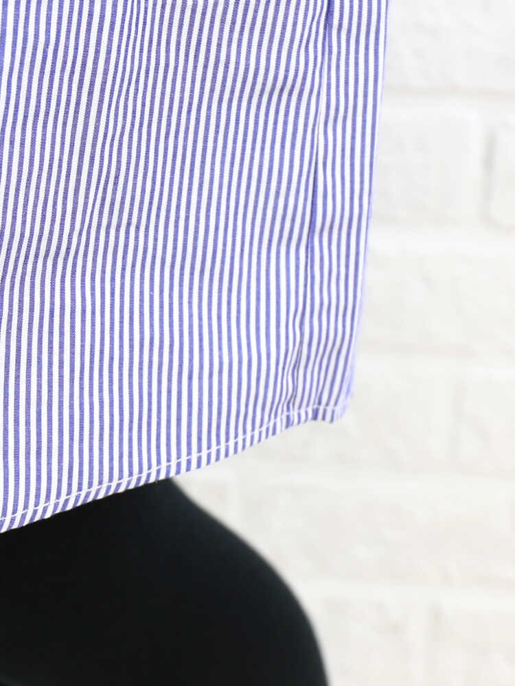 nimes et nimes（ニームエニーム） 綿ケーブルニット×ストライプ布帛