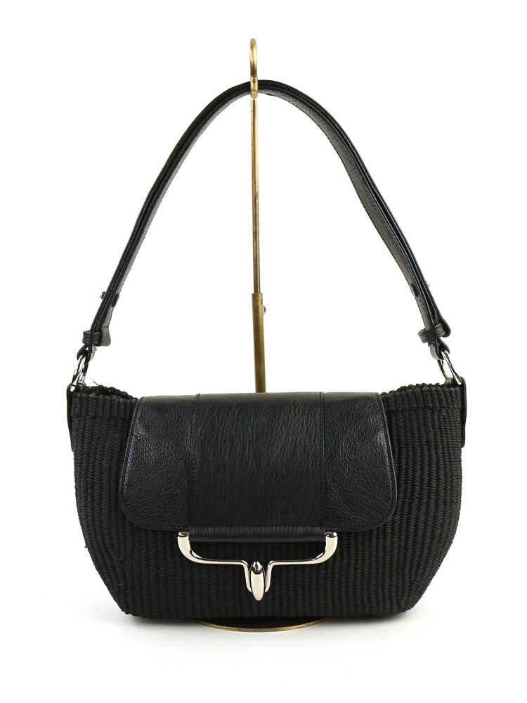 新品 TOFF＆LOADSTONE トフ＆ロードストーン Hybrid Basket Mat アバカ×レザー ショルダーバッグ カゴバッグ TL-5010 BLK 定価38,500円 TOFF&LOADSTONE（トフアンドロードストーン） バッグ アバカ×レザー