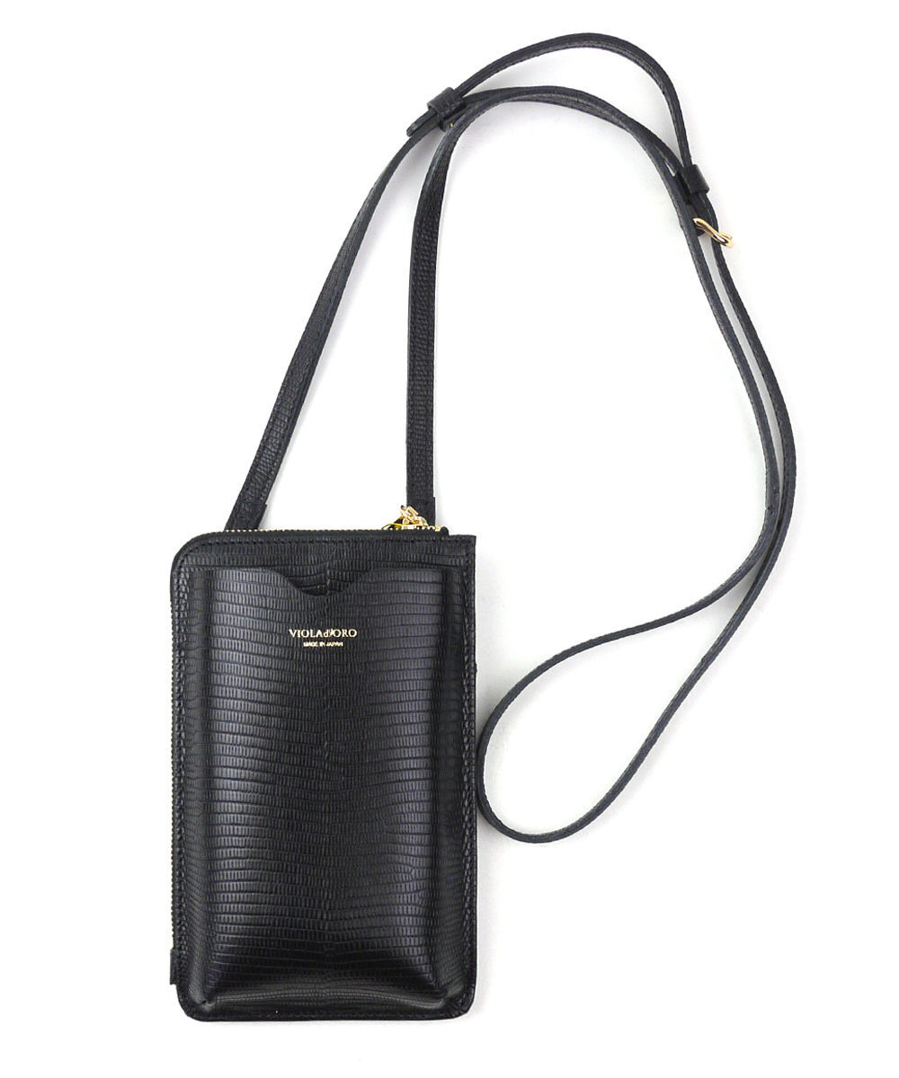 VIOLAd'ORO（ヴィオラドーロ） リザード型押しレザー スマホショルダー