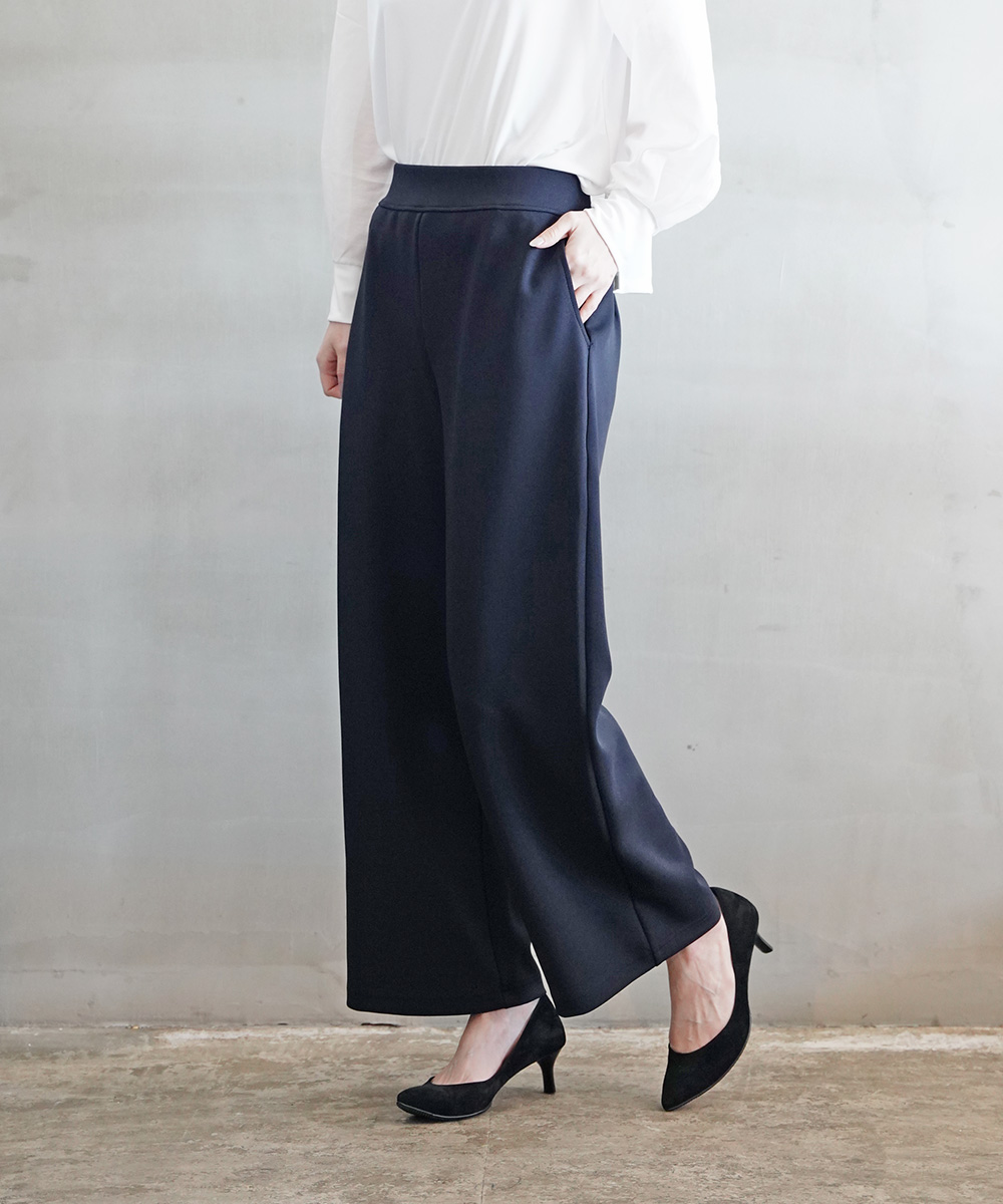 <美品> RIM·ARK　ニットパンツ　ウール混　中肉厚　ゆったり　黒色　38 RIM·ARK ニットパンツ ウール混 中肉厚 ゆったり 黒色 38