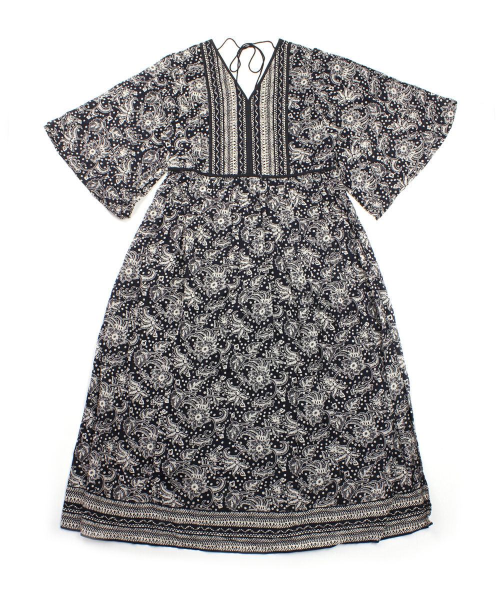 ヌキテパ フレアワンピース Ethnic Print Flare Sleeve Dress エスニックプリントフレアスリーブドレス ne  Quittez pas レディース 国内正規品