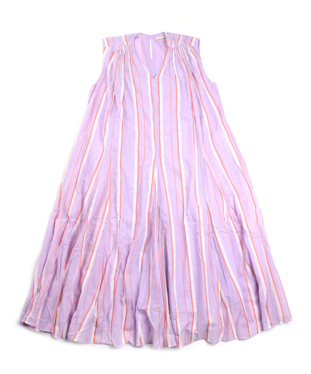 ヌキテパ ノースリーブワンピース パネル ロング C.Voile Stripe Panel Sleeveless Dress ne Quittez  pas レディース 国内正規品